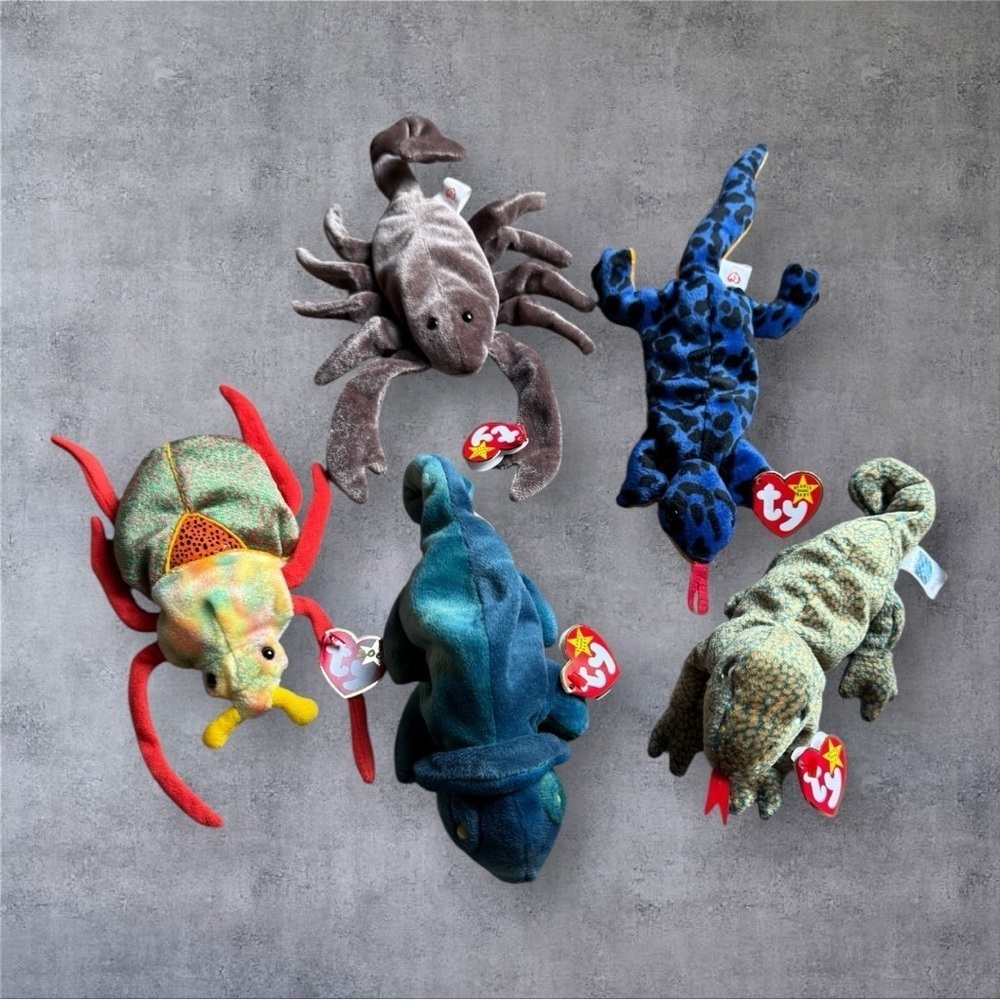 Ty Beanie Babies Multicolor Reptile and Insect Plush Set - NWT